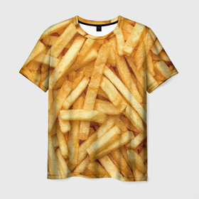 Мужская футболка 3D с принтом Картошка фри Фастфуд в Кировске, 100% полиэфир | прямой крой, круглый вырез горловины, длина до линии бедер | potato | деревенская картошка | жареная картошка | картофель | картошка | картошка фри | фри