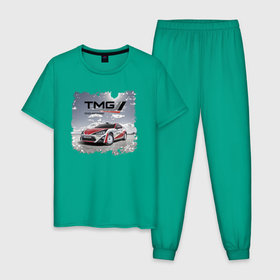 Мужская пижама хлопок с принтом Toyota TMG Racing Team Germany в Новосибирске, 100% хлопок | брюки и футболка прямого кроя, без карманов, на брюках мягкая резинка на поясе и по низу штанин
 | Тематика изображения на принте: car | clouds | extreme | germany | motorsport | nature | power | racing | sky | team | toyota | автомобиль | автоспорт | германия | гонка | мощь | небо | облака | природа | тойота | экстрим