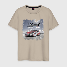 Мужская футболка хлопок с принтом Toyota TMG Racing Team Germany , 100% хлопок | прямой крой, круглый вырез горловины, длина до линии бедер, слегка спущенное плечо. | car | clouds | extreme | germany | motorsport | nature | power | racing | sky | team | toyota | автомобиль | автоспорт | германия | гонка | мощь | небо | облака | природа | тойота | экстрим