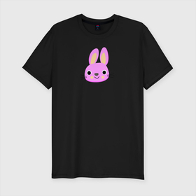 Мужская футболка хлопок Slim с принтом Твой розовый кролик в Тюмени, 92% хлопок, 8% лайкра | приталенный силуэт, круглый вырез ворота, длина до линии бедра, короткий рукав | зайчик | звери | кролик | милота | природа