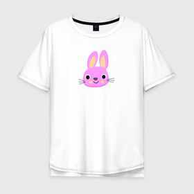 Мужская футболка хлопок Oversize с принтом Твой розовый кролик в Тюмени, 100% хлопок | свободный крой, круглый ворот, “спинка” длиннее передней части | Тематика изображения на принте: зайчик | звери | кролик | милота | природа