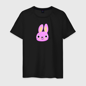 Мужская футболка хлопок с принтом Твой розовый кролик в Тюмени, 100% хлопок | прямой крой, круглый вырез горловины, длина до линии бедер, слегка спущенное плечо. | Тематика изображения на принте: зайчик | звери | кролик | милота | природа