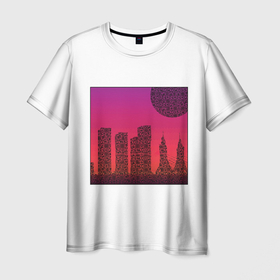 Мужская футболка 3D с принтом QR Town в Санкт-Петербурге, 100% полиэфир | прямой крой, круглый вырез горловины, длина до линии бедер | lockdown | qrкод | город | коронавирус | минимализм