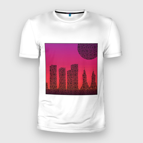 Мужская футболка 3D Slim с принтом QR Town , 100% полиэстер с улучшенными характеристиками | приталенный силуэт, круглая горловина, широкие плечи, сужается к линии бедра | lockdown | qrкод | город | коронавирус | минимализм