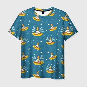 Мужская футболка 3D с принтом Много много Yellow Submarine. The Beatles в Новосибирске, 100% полиэфир | прямой крой, круглый вырез горловины, длина до линии бедер | beatles | rock | submarine | yellow | битлз | битлы | желтая | подводная лодка | подлодка | рок | рок н ролл | хиппи