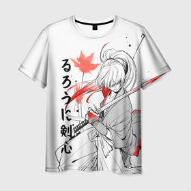 Мужская футболка 3D с принтом Rurouni Kenshin   Бродяга Кэнсин в Белгороде, 100% полиэфир | прямой крой, круглый вырез горловины, длина до линии бедер | Тематика изображения на принте: rk | ruroken | rurouni kenshin | samurai x | аниме | бродяга кэнсин | манга | самурай икс | химура