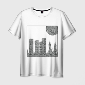 Мужская футболка 3D с принтом QR Town без фона в Санкт-Петербурге, 100% полиэфир | прямой крой, круглый вырез горловины, длина до линии бедер | lockdown | qrкод | город | коронавирус