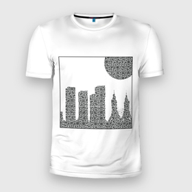 Мужская футболка 3D Slim с принтом QR Town без фона , 100% полиэстер с улучшенными характеристиками | приталенный силуэт, круглая горловина, широкие плечи, сужается к линии бедра | lockdown | qrкод | город | коронавирус