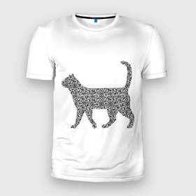 Мужская футболка 3D Slim с принтом QR   кот , 100% полиэстер с улучшенными характеристиками | приталенный силуэт, круглая горловина, широкие плечи, сужается к линии бедра | lockdown | qrкод | коронавирус | кот | котики | минимализм