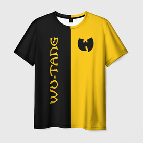 Мужская футболка 3D с принтом WU TANG CLAN ЧЁРНО ЖЁЛТЫЙ в Белгороде, 100% полиэфир | прямой крой, круглый вырез горловины, длина до линии бедер | wu tang | wu tang clan | wu tang logo | wutang clan | ву танг | ву танг клан | ву танг лого