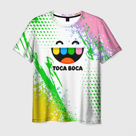 Мужская футболка 3D с принтом Toca Boca: Улыбашка. в Санкт-Петербурге, 100% полиэфир | прямой крой, круглый вырез горловины, длина до линии бедер | toca boca | toca life world | игра | тока бока | тока бока лайф | туса воса