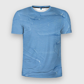 Мужская футболка 3D Slim с принтом Свежая краска в Новосибирске, 100% полиэстер с улучшенными характеристиками | приталенный силуэт, круглая горловина, широкие плечи, сужается к линии бедра | акварель | арт | краски | мазки | мазки красок | рисунок | рисунок акварелью | рисунок красками | синий