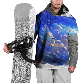 Накидка на куртку 3D с принтом Высокие облака , 100% полиэстер |  | Тематика изображения на принте: акварель | арт | гуашь | картина красками | краски | небо | облака | облако | природа | рисунок | синий