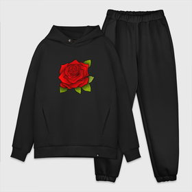Мужской костюм хлопок OVERSIZE с принтом Красная роза Рисунок ,  |  | Тематика изображения на принте: красная | красный | растение | растения | рисунки | рисунок | роза | розы | цветок | цветы