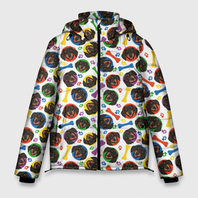Мужская зимняя куртка 3D с принтом Такса (красочный дизайн) в Курске, верх — 100% полиэстер; подкладка — 100% полиэстер; утеплитель — 100% полиэстер | длина ниже бедра, свободный силуэт Оверсайз. Есть воротник-стойка, отстегивающийся капюшон и ветрозащитная планка. 

Боковые карманы с листочкой на кнопках и внутренний карман на молнии. | animal | dachshund | dog | барбос | бобик | год собаки | друг человека | животное | зверь | ищейка | кинолог | кость | лайка | лапы | пес | собака | собаковод | собачка | собачник | такса | хищник | четвероногий