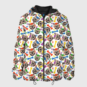 Мужская куртка 3D с принтом Французский Бульдог (красочный дизайн) в Екатеринбурге, ткань верха — 100% полиэстер, подклад — флис | прямой крой, подол и капюшон оформлены резинкой с фиксаторами, два кармана без застежек по бокам, один большой потайной карман на груди. Карман на груди застегивается на липучку | animal | dog | french bulldog | барбос | бобик | бульдог | год собаки | друг человека | животное | зверь | ищейка | кинолог | кость | лайка | лапы | пес | собака | собаковод | собачка | собачник | французский бульдог