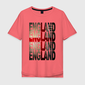 Мужская футболка хлопок Oversize с принтом СБОРНАЯ АНГЛИИ ФУТБОЛ , 100% хлопок | свободный крой, круглый ворот, “спинка” длиннее передней части | champion | england | flag | game | logo | sport | team | англия | великобритания | герб | игра | спорт | флаг | футбол