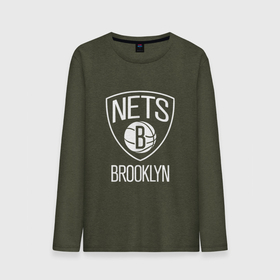 Мужской лонгслив хлопок с принтом Бруклин Нетс логотип в Санкт-Петербурге, 100% хлопок |  | brooklyn | brooklyn nets | nba | nets | баскет | баскетбол | бруклин | бруклин нетс | клуб | нба | нетс