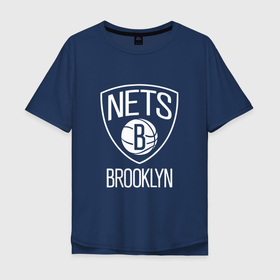 Мужская футболка хлопок Oversize с принтом Бруклин Нетс логотип в Новосибирске, 100% хлопок | свободный крой, круглый ворот, “спинка” длиннее передней части | brooklyn | brooklyn nets | nba | nets | баскет | баскетбол | бруклин | бруклин нетс | клуб | нба | нетс