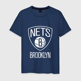 Мужская футболка хлопок с принтом Бруклин Нетс логотип в Тюмени, 100% хлопок | прямой крой, круглый вырез горловины, длина до линии бедер, слегка спущенное плечо. | brooklyn | brooklyn nets | nba | nets | баскет | баскетбол | бруклин | бруклин нетс | клуб | нба | нетс