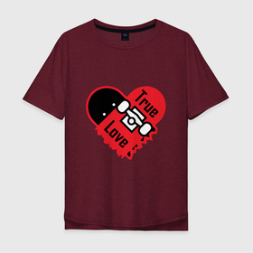 Мужская футболка хлопок Oversize с принтом True love skateboarding в Курске, 100% хлопок | свободный крой, круглый ворот, “спинка” длиннее передней части | longboarding | rolling | skate | skateboarding | snowboarding