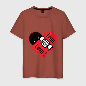 Мужская футболка хлопок с принтом True love skateboarding в Тюмени, 100% хлопок | прямой крой, круглый вырез горловины, длина до линии бедер, слегка спущенное плечо. | longboarding | rolling | skate | skateboarding | snowboarding