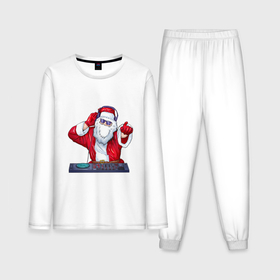 Мужская пижама хлопок (с лонгсливом) с принтом Диджей Санта в Белгороде,  |  | арт | диджей | иллюстрация | музыка | музыкант | санта