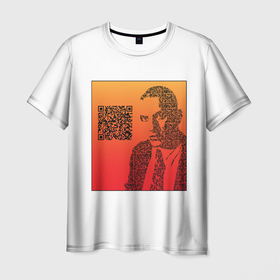 Мужская футболка 3D с принтом QR Маяковский в Петрозаводске, 100% полиэфир | прямой крой, круглый вырез горловины, длина до линии бедер | qr код | qrкод | арт | маяковский | поэт | стихи