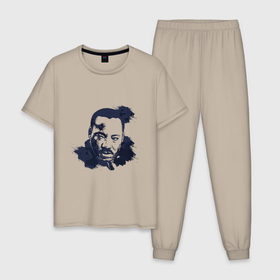 Мужская пижама хлопок с принтом Мартин Лютер , 100% хлопок | брюки и футболка прямого кроя, без карманов, на брюках мягкая резинка на поясе и по низу штанин
 | гуманист | деятель | иллюстрация | кинг | пастор | писатель | политик