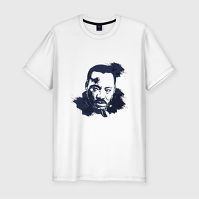 Мужская футболка хлопок Slim с принтом Мартин Лютер , 92% хлопок, 8% лайкра | приталенный силуэт, круглый вырез ворота, длина до линии бедра, короткий рукав | Тематика изображения на принте: гуманист | деятель | иллюстрация | кинг | пастор | писатель | политик