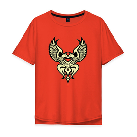 Мужская футболка хлопок Oversize с принтом Кельтские птицы в Екатеринбурге, 100% хлопок | свободный крой, круглый ворот, “спинка” длиннее передней части | викинги | воин | кельты | символика | скандинавия