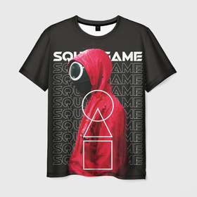 Мужская футболка 3D с принтом RedGame в Петрозаводске, 100% полиэфир | прямой крой, круглый вырез горловины, длина до линии бедер | red soldier | squid game | игра в кальмара | корея | сериал