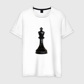 Мужская футболка хлопок с принтом Шахматная фигура Чёрный король в Кировске, 100% хлопок | прямой крой, круглый вырез горловины, длина до линии бедер, слегка спущенное плечо. | игра | игровая | игры | короли | король | логика | логичные | настольная | настольные | спорт | спортивная | фигура | фигурка | фигурки | фигуры | чёрные | чёрный | шахматный | шахматы