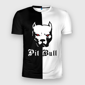 Мужская футболка 3D Slim с принтом Pit Bull (боец) в Новосибирске, 100% полиэстер с улучшенными характеристиками | приталенный силуэт, круглая горловина, широкие плечи, сужается к линии бедра | Тематика изображения на принте: boxer | bulldog | fighting dog | pit bull | барбос | бобик | бойцовская собака | бойцовский пес | боксер | бульдог | волкодав | год со | друг человека | животное | зверь | ищейка | кинолог | кость | лайка | лапы | лев | пес