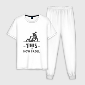 Мужская пижама хлопок с принтом Is How I Roll , 100% хлопок | брюки и футболка прямого кроя, без карманов, на брюках мягкая резинка на поясе и по низу штанин
 | fighter | japan | judo | mma | sport | ufc | warrior | боец | бой | воин | дзюдо | дзюдоист | единоборства | карате | поединок | спорт | спортсмен | чемпион | япония