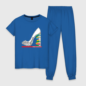 Женская пижама хлопок с принтом Туфелька для девушки в Тюмени, 100% хлопок | брюки и футболка прямого кроя, без карманов, на брюках мягкая резинка на поясе и по низу штанин | будь на высоте | книги | модница | туфелька | чтение
