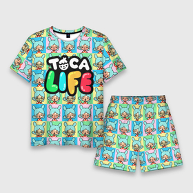 Мужской костюм с шортами 3D с принтом Toca Boca logo | Тока Бока Рита в Тюмени,  |  | toca boca | детская игра | игра | лого | логотип | персонажи | прикоснуться ко рту | рита | тока бока