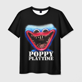 Мужская футболка 3D с принтом Poppy Playtime ХАГГИ ВАГГИ в Белгороде, 100% полиэфир | прямой крой, круглый вырез горловины, длина до линии бедер | poppy playtime | игра | кукла | монстр | плэйтайм | попи плей тайм | попи плэй тайм | попиплейтам | попиплэйтайм | поппи плейтайм | поппиплэйтайм | хагги вагги | хаги ваги | хоррор