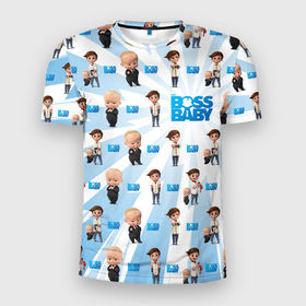 Мужская футболка 3D Slim с принтом Boss Baby (pattern) в Екатеринбурге, 100% полиэстер с улучшенными характеристиками | приталенный силуэт, круглая горловина, широкие плечи, сужается к линии бедра | baby | babycorp | boss | босс | бэбикорп | молокосос | темплтон | тим