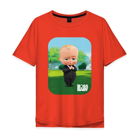 Мужская футболка хлопок Oversize с принтом Босс Молокосос (Boss Baby) в Кировске, 100% хлопок | свободный крой, круглый ворот, “спинка” длиннее передней части | baby | babycorp | boss | босс | бэбикорп | молокосос | темплтон