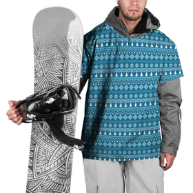 Накидка на куртку 3D с принтом Новогодний узор сине белого цвета в Кировске, 100% полиэстер |  | Тематика изображения на принте: 2022 | gift | ёлка | новый год | подарки | подарок | снежинка | узор