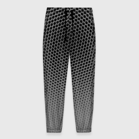 Мужские брюки 3D с принтом шестиугольная сетка в Белгороде, 100% полиэстер | манжеты по низу, эластичный пояс регулируется шнурком, по бокам два кармана без застежек, внутренняя часть кармана из мелкой сетки | Тематика изображения на принте: белый | геометрический | иллюстрация | сетка | текстура | узор | черный