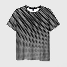 Мужская футболка 3D с принтом шестиугольная сетка в Санкт-Петербурге, 100% полиэфир | прямой крой, круглый вырез горловины, длина до линии бедер | белый | геометрический | иллюстрация | сетка | текстура | узор | черный