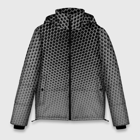 Мужская зимняя куртка 3D с принтом шестиугольная сетка в Санкт-Петербурге, верх — 100% полиэстер; подкладка — 100% полиэстер; утеплитель — 100% полиэстер | длина ниже бедра, свободный силуэт Оверсайз. Есть воротник-стойка, отстегивающийся капюшон и ветрозащитная планка. 

Боковые карманы с листочкой на кнопках и внутренний карман на молнии. | белый | геометрический | иллюстрация | сетка | текстура | узор | черный