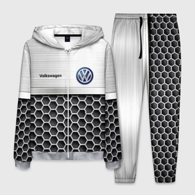 Мужской костюм 3D с принтом Volkswagen | Стальная решетка в Белгороде, 100% полиэстер | Манжеты и пояс оформлены тканевой резинкой, двухслойный капюшон со шнурком для регулировки, карманы спереди | Тематика изображения на принте: das auto | golf | logo | polo | tuareg | volkswagen | volkswagen  с | vw | дас авто | железная | железная решетка | железо | лого | логотип | логотип фольксваген | пассат | поло | сс | сталь | стальная решетка