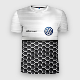 Мужская футболка 3D Slim с принтом Volkswagen | Стальная решетка в Петрозаводске, 100% полиэстер с улучшенными характеристиками | приталенный силуэт, круглая горловина, широкие плечи, сужается к линии бедра | das auto | golf | logo | polo | tuareg | volkswagen | volkswagen  с | vw | дас авто | железная | железная решетка | железо | лого | логотип | логотип фольксваген | пассат | поло | сс | сталь | стальная решетка