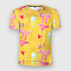 Мужская футболка 3D Slim с принтом Женские летние штучки в Новосибирске, 100% полиэстер с улучшенными характеристиками | приталенный силуэт, круглая горловина, широкие плечи, сужается к линии бедра | девочки | для девочек | женские | лето | паттерн | пляж