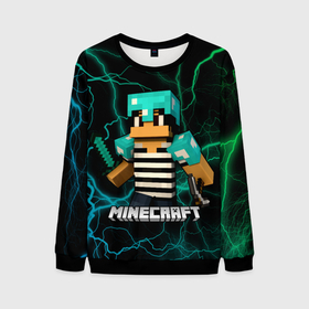 Мужской свитшот 3D с принтом Minecraft молнии в городе Новоалтайск, 100% полиэстер с мягким внутренним слоем | круглый вырез горловины, мягкая резинка на манжетах и поясе, свободная посадка по фигуре | creeper | earth | game | minecraft | minecraft earth | блоки | грифер | игры | квадраты | компьютерная игра | крипер | маинкрафт | майн | майнкравт | майнкрафт
