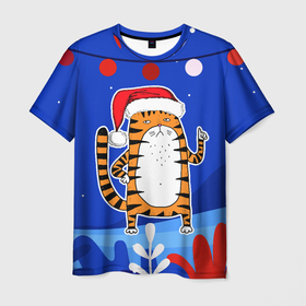 Мужская футболка 3D с принтом Тигр   символ 2022 года , 100% полиэфир | прямой крой, круглый вырез горловины, длина до линии бедер | 2022 | год тигра | новый год | новый год 2022 | символ года | тигр | тигренок | тигрица | тигры