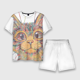 Мужской костюм с шортами 3D с принтом A 018 Цветной кот ,  |  | графика | животные | звери | кот | котик | мило | мультяшка | поп арт | разноцветный | цветные карандаши